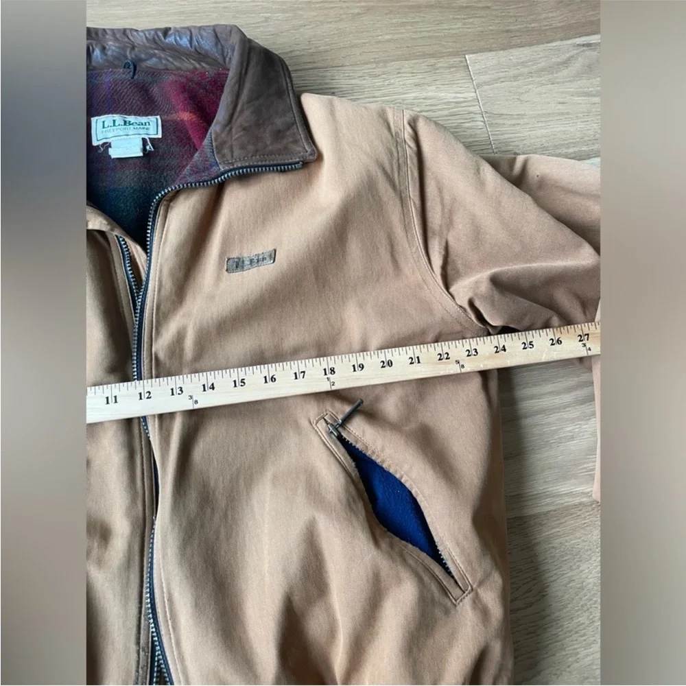 L.L. Bean Tan Bomber Jacket with Brown Collar - Picture 8 of 11